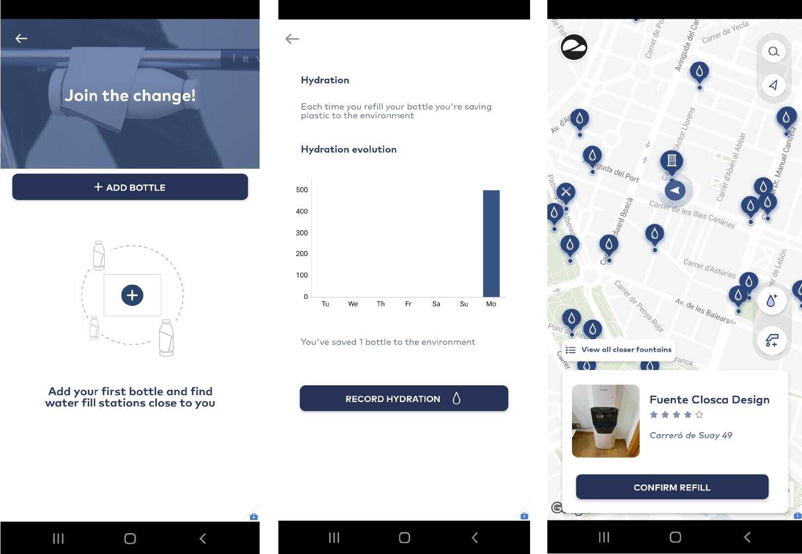 Capturas de pantalla Closca Water App